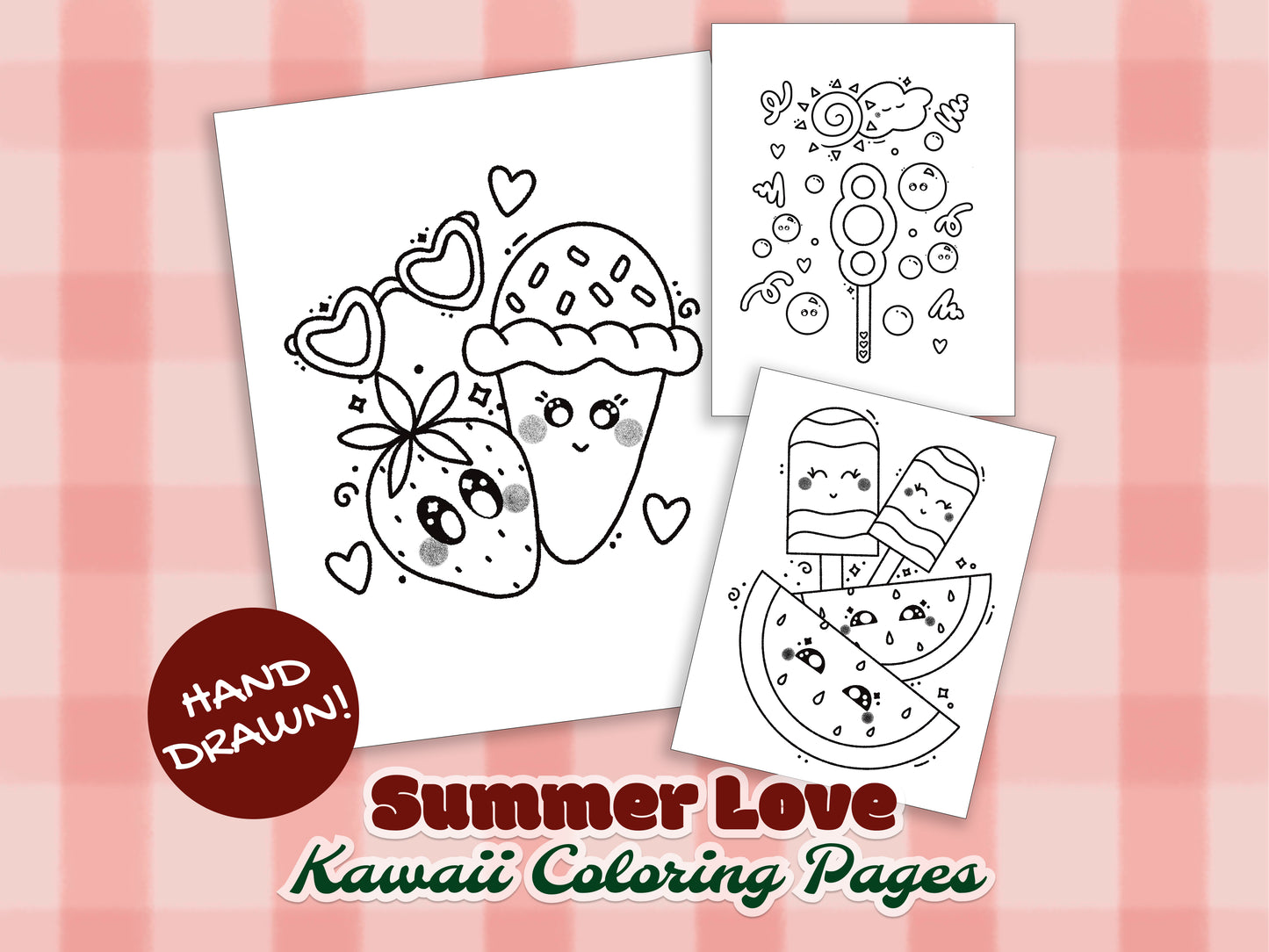 Summer Love - Hand Drawn Kawaii Coloring Pages