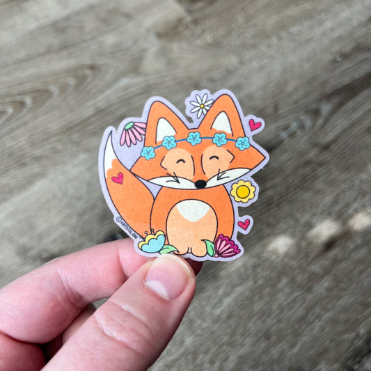 Maple the Fox Sticker: Flowers for Days