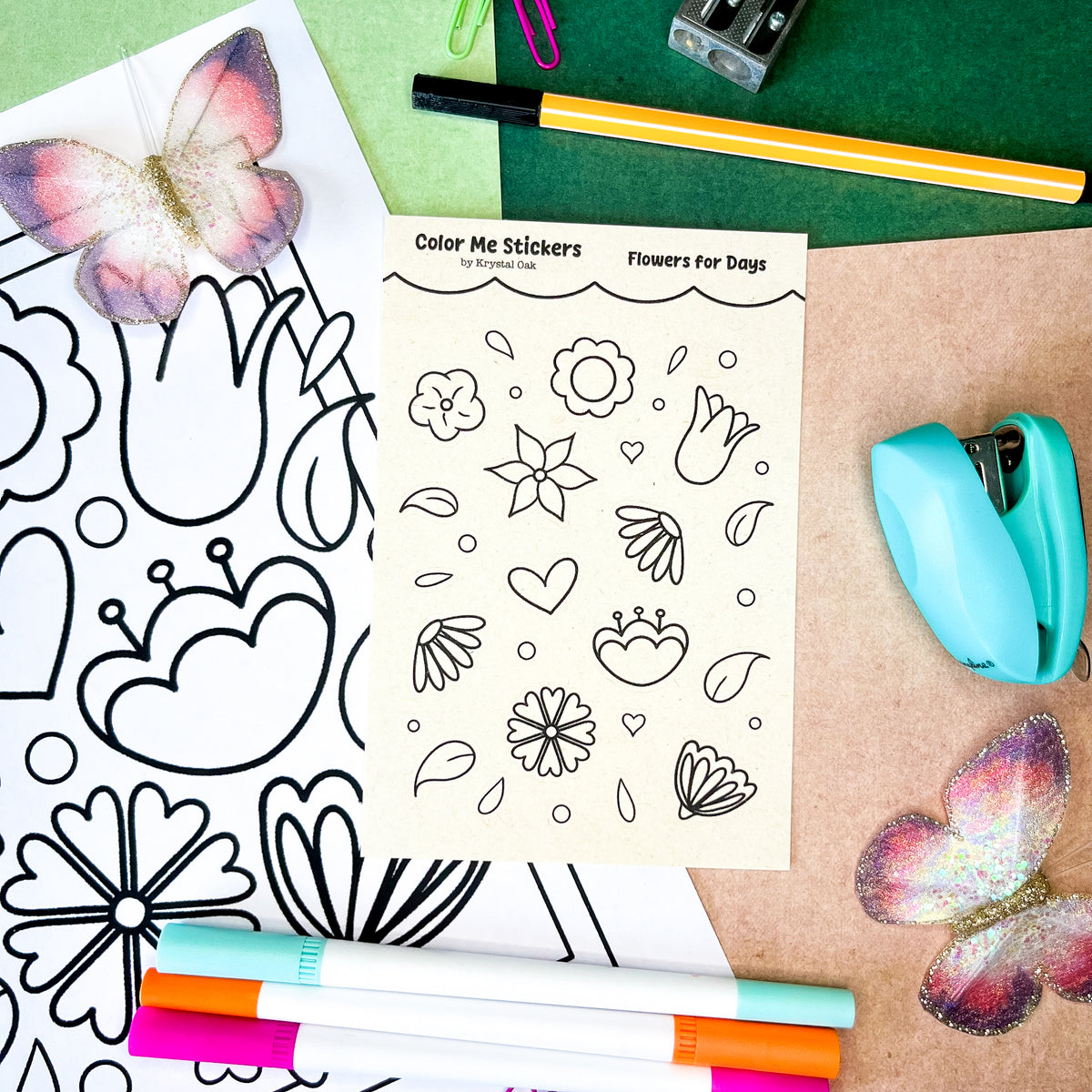 Color Me Sticker Design Color Me Stickers - Flowers for Days – Krystal Oak