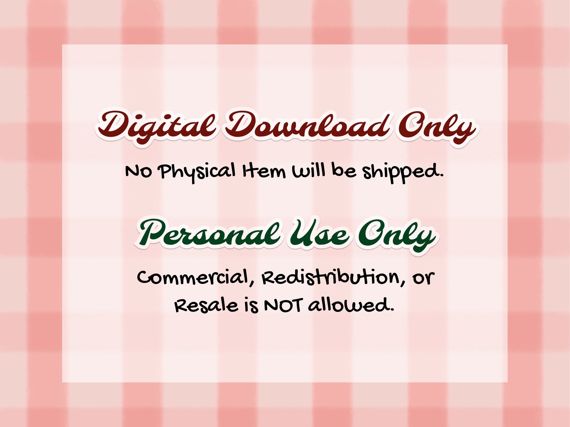 Digital Download Only. No physical item will be shipped. Personal Use only. Commercial, redistribution, or resale is not allowed.