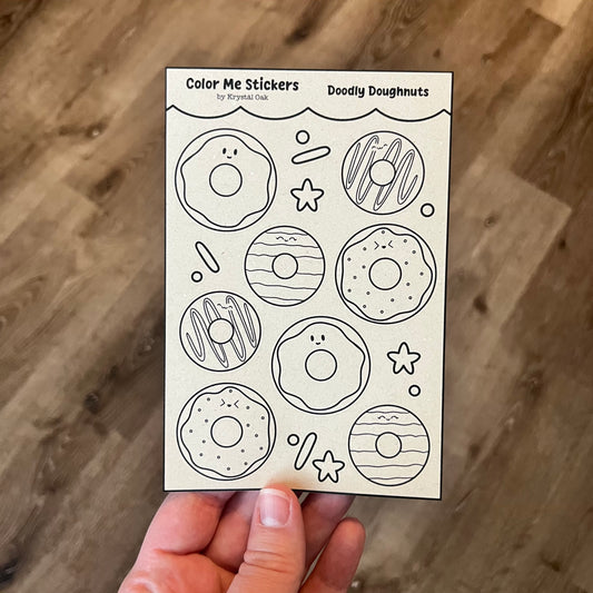 Color Me Stickers - Doodly Doughnuts