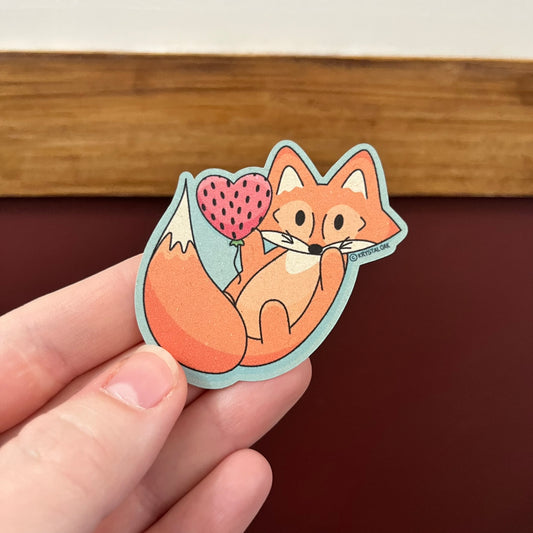 Maple the Fox Sticker: Strawberry Balloon