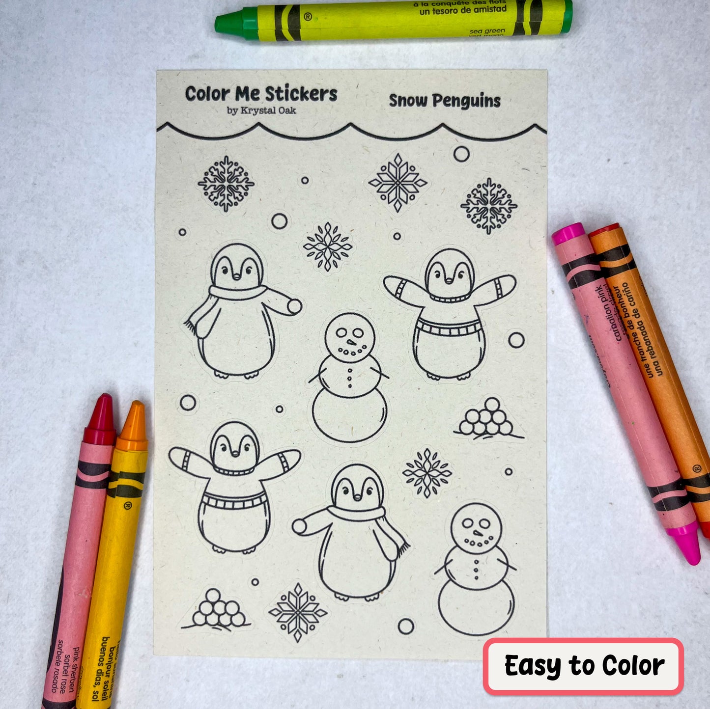 Color Me Stickers - Snow Penguins