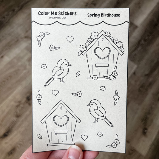 Color Me Stickers - Spring Birdhouse